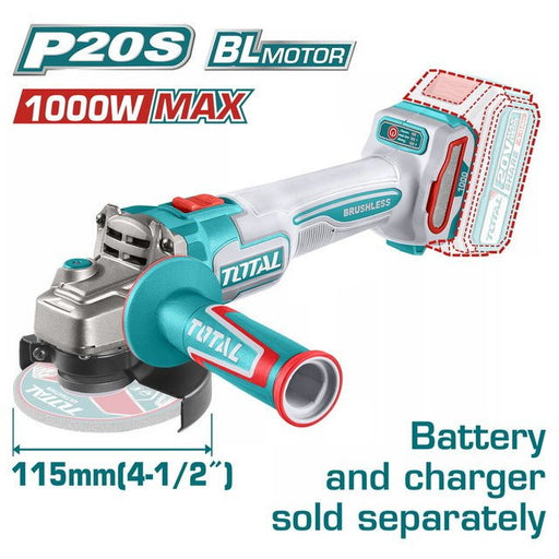 Meuleuse Angulaire Sans Fil 20V 1000W Brushless 115mm TOTAL TAGLI27153 - TOTAL TOOLS TUNISIA Site officiel | Station d'outils
