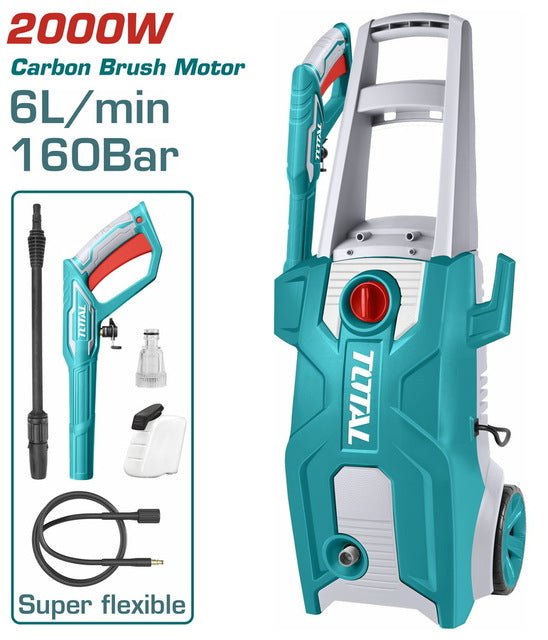 Nettoyeur Haute Pression 2000 W TOTAL TGT11376 160 Bar Débit 6 L Min Tuyau 5 m - TOTAL TOOLS TUNISIA Site officiel | Station d'outils