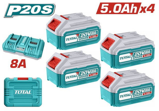 Pack Batteries TOTAL 20V 5.0Ah X4 Facile TFBCLI20285E - TOTAL TOOLS TUNISIA Site officiel | Station d'outils