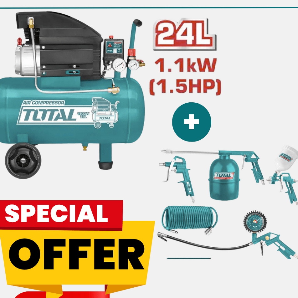 Compressor Pack 24L 1.5hpW TOTAL Tunisia Workshop Pack - TOTAL TOOLS ...