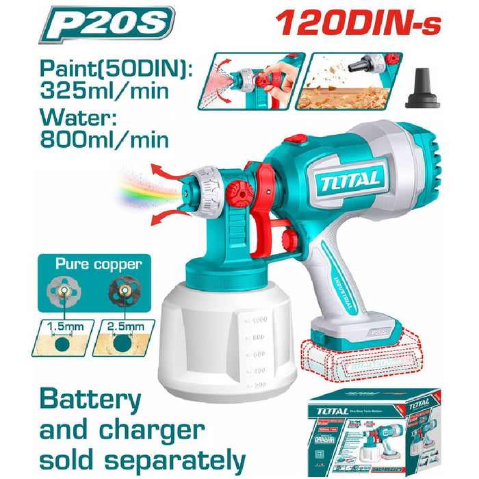 Pistolet à peinture sans fil TOTAL TSGLI2004 – 20 V - TOTAL TOOLS TUNISIA Site officiel | Station d'outils