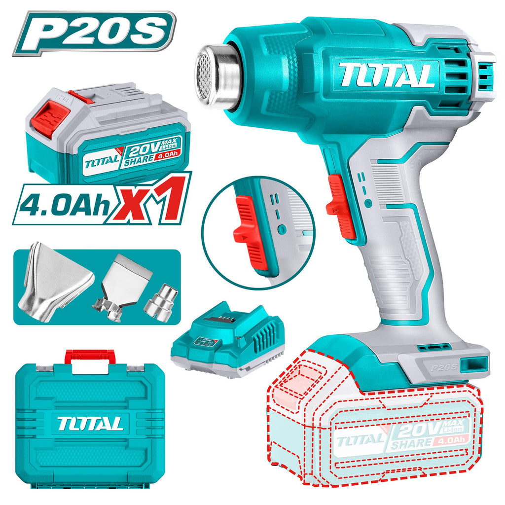Pistolet Thermique Sans Fil 550°C - 5 Buses Inclues - Compatible Batteries Milwaukee/Makita 18V - Écran LCD - Pour Bricolage Et Emballage