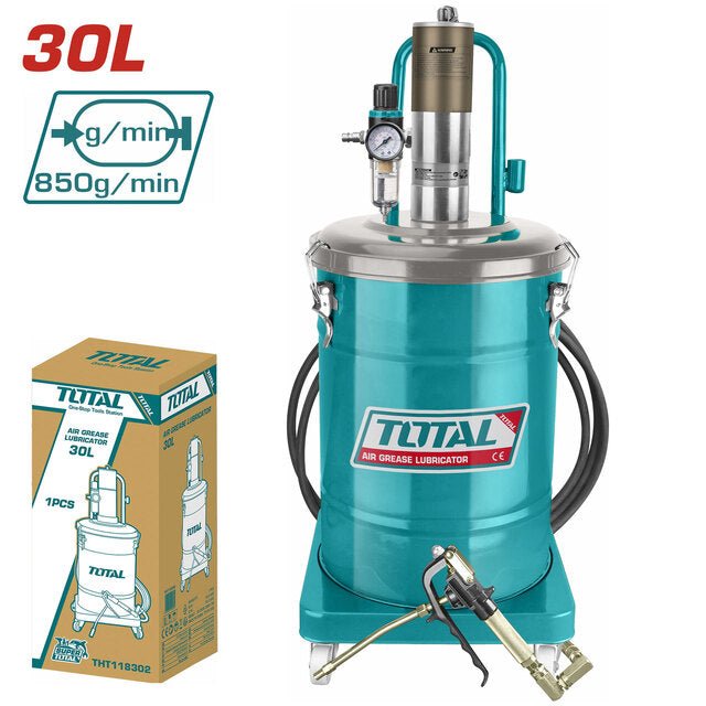 Pompe À Graisse Pneumatique 30 L TOTAL THT118302 Lubrificateur De Graissage Professionnel 850 g par min - TOTAL TOOLS TUNISIA Site officiel | Station d'outils