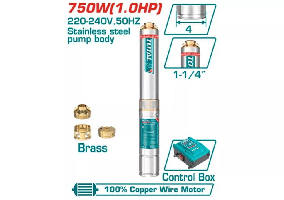 POMPE IMMERGEE 1CV 750W 4″ 220V TWP57506 - TOTAL TOOLS TUNISIA Site officiel | Station d'outils