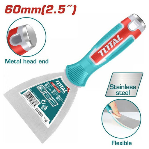 Spatule À Enduit 60 mm TOTAL THT83606 Acier Inoxydable Tête Métal Flexible Pour Rebouchage Et Finition - TOTAL TOOLS TUNISIA Site officiel | Station d'outils