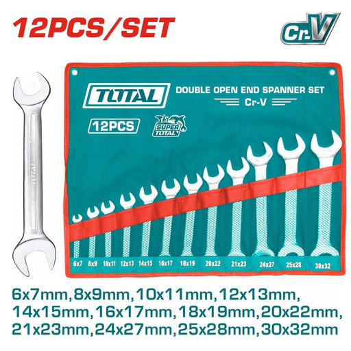 THT1023121 Clés Plates Double Ouverture Total 12Pcs CrV - TOTAL TOOLS TUNISIA Site officiel | Station d'outils