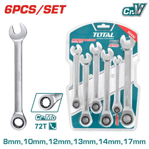 THT102RK566 Clé Mixte Cliquet TOTAL 6 Pièces Mesures - TOTAL TOOLS TUNISIA Site officiel | Station d'outils