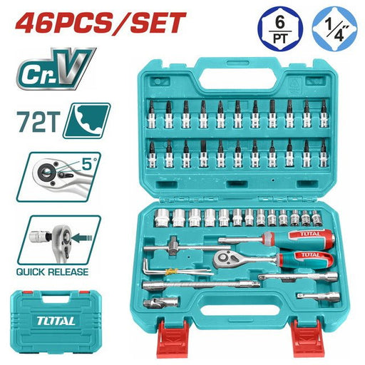 THT141462 Coffret 46 Douilles TOTAL 1/4 Drive 72 Serrage - TOTAL TOOLS TUNISIA Site officiel | Station d'outils