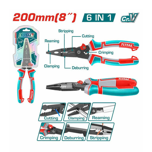 THTMF286 - Pince Multi - FonCTION 6 En 1 TOTAL 200 mm Coupe - TOTAL TOOLS TUNISIA Site officiel | Station d'outils