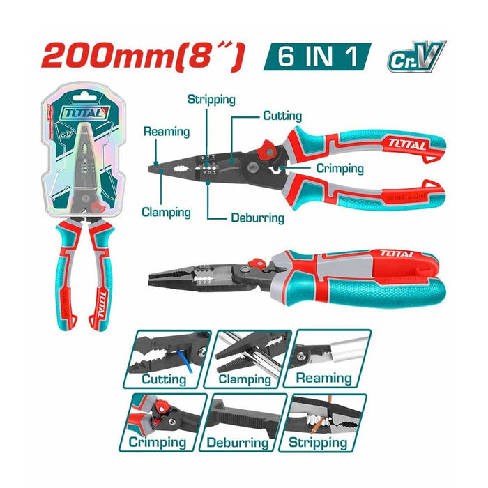 THTMF286 - Pince Multi - FonCTION 6 En 1 TOTAL 200 mm Coupe - TOTAL TOOLS TUNISIA Site officiel | Station d'outils