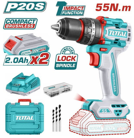 TIDLI20558 – Visseuse TOTAL 20V Brushless – Percussion - TOTAL TOOLS TUNISIA Site officiel | Station d'outils
