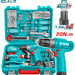 TOTAL Coffret Outils 12 V 148 Pièces Avec Perceuse Visseuse Sans Fil THKTHP41487 - TOTAL TOOLS TUNISIA Site officiel | Station d'outils