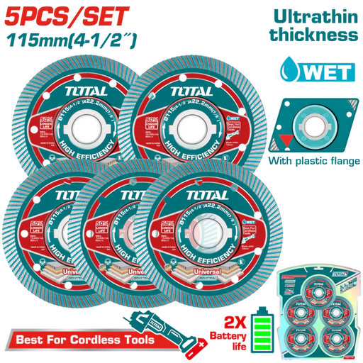 TOTAL Disque Diamant 115 Mm Pour Meuleuse Haute Efficacité Universel TAC511155 - TOTAL TOOLS TUNISIA Site officiel | Station d'outils