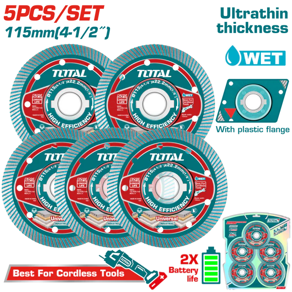 TOTAL Disque Diamant 115 Mm Pour Meuleuse Haute Efficacité Universel TAC511155 - TOTAL TOOLS TUNISIA Site officiel | Station d'outils