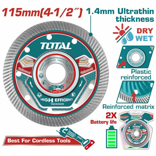 Total Disque Diamant Beton 115 Mm Ultra Fin Haute Efficacité TAC2151151 - TOTAL TOOLS TUNISIA Site officiel | Station d'outils