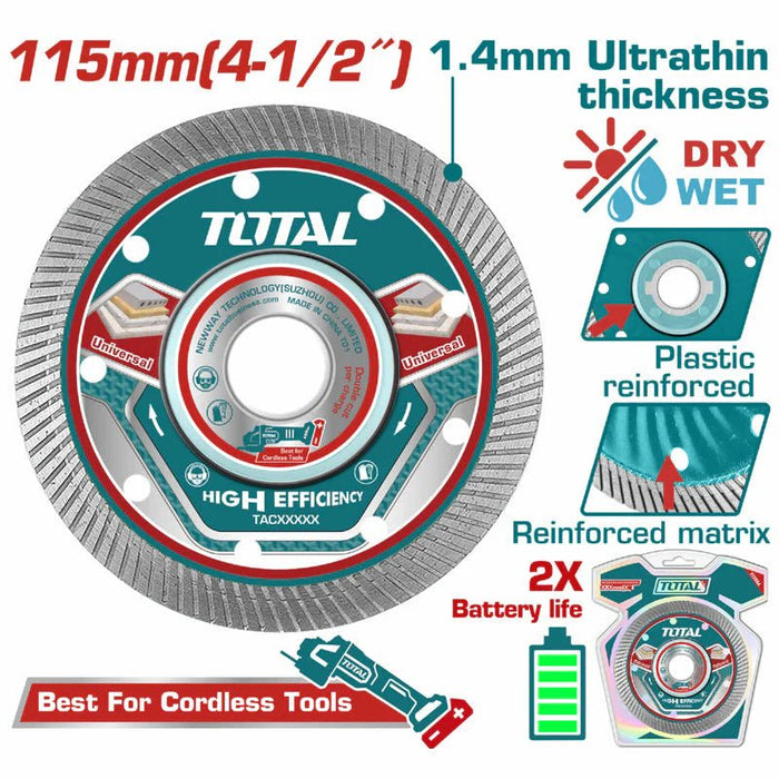 Total Disque Diamant Beton 115 Mm Ultra Fin Haute Efficacité TAC2151151 - TOTAL TOOLS TUNISIA Site officiel | Station d'outils