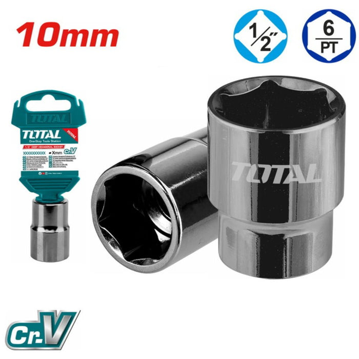 TOTAL Douille Hexagonale 1/2 Pouce 10 mm Cr-V Professionnelle THTST12101 - TOTAL TOOLS TUNISIA Site officiel | Station d'outils