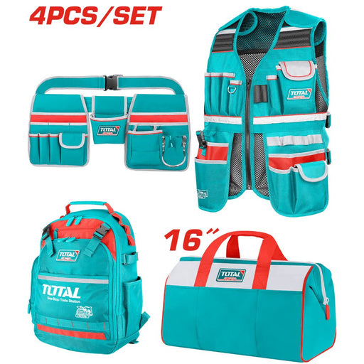 TOTAL Ensemble 4 Moyens De Rangement Outils Sac Dos Gilet 16 Pouces TOS230912 - TOTAL TOOLS TUNISIA Site officiel | Station d'outils