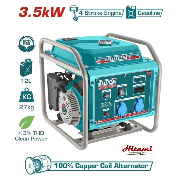 TOTAL Groupe Électrogène Inverter 3,5 kW Essence TP340006 - TOTAL TOOLS TUNISIA Site officiel | Station d'outils