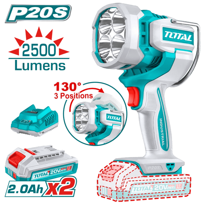 TOTAL Lampe De Travail 20V 2.2Ah 2500 Lumens Pour Professionnels TWLI20887 - TOTAL TOOLS TUNISIA Site officiel | Station d'outils