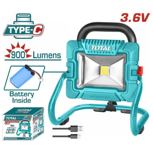 TOTAL Lampe Portative Sans Fil 3.6V LED 900 Lumens Rechargeable TRLF4415 - TOTAL TOOLS TUNISIA Site officiel | Station d'outils