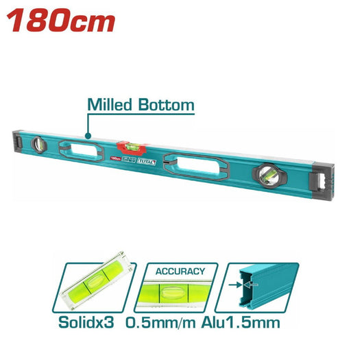 Total Niveau A Bulle 180 Cm 3 Fioles Aluminium Haute Precision TMT218028 - TOTAL TOOLS TUNISIA Site officiel | Station d'outils