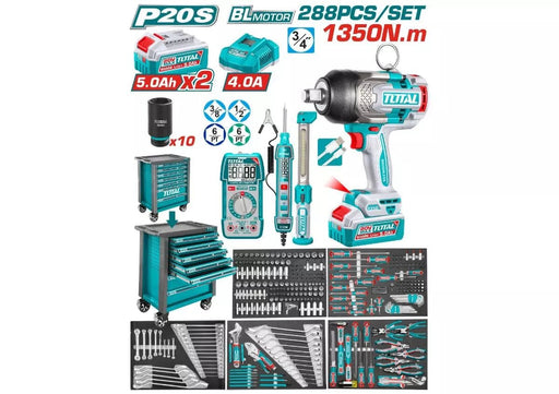 TOTAL P20S Coffret 288P 20V Brushless Clé À Choc Sans Fil Servante THPTCS82882 - TOTAL TOOLS TUNISIA Site officiel | Station d'outils