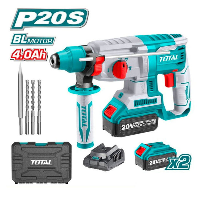 TOTAL P20S Marteau Perforateur Sans Fil 20V BL Motor 4Ah Pack - TOTAL TOOLS TUNISIA Site officiel | Station d'outils
