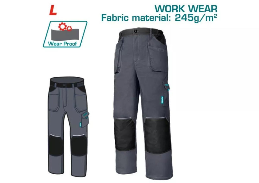TOTAL Pantalon de Travail Taille L 245 g/m² Durable Professionnel TSP6022.L - TOTAL TOOLS TUNISIA Site officiel | Station d'outils