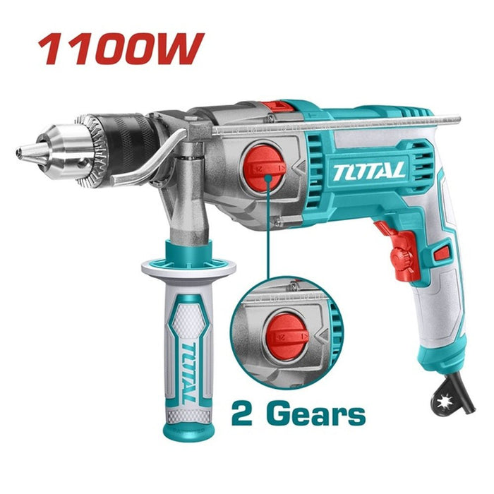 TOTAL Perceuse À Percussion 1100W 2 Vitesses Bois Métal Maçonnerie TG211166 - TOTAL TOOLS TUNISIA Site officiel | Station d'outils