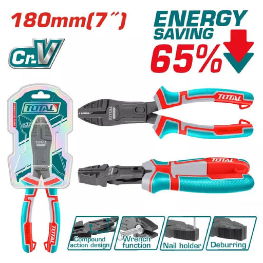 TOTAL Pince Multifonction 7 Pouces 180 mm Compound Action Design Cr V THTC510706 - TOTAL TOOLS TUNISIA Site officiel | Station d'outils
