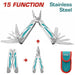 TOTAL Pince Multifonction Pliable 15 Fonctions Acier Inoxydable Étui TFMFT01151 - TOTAL TOOLS TUNISIA Site officiel | Station d'outils