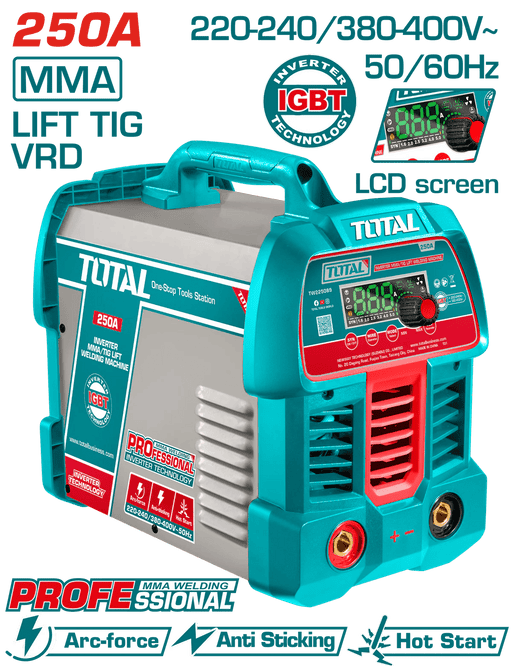 TOTAL Poste Soudure Inverter 250A 220V 380V MMA TIG Pro IGBT TW225089 - TOTAL TOOLS TUNISIA Site officiel | Station d'outils