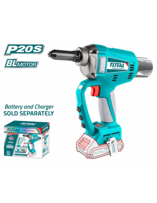 TOTAL Riveteuse Sans Fil 20 V 2 Ah Brushless 20 kN 25 mm Éclairage TRTLI2005 - TOTAL TOOLS TUNISIA Site officiel | Station d'outils