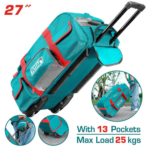 TOTAL Sac Outils Roulettes 27 Pouces 13 Poches 25 Kg Transport Facile THRRTB2712 - TOTAL TOOLS TUNISIA Site officiel | Station d'outils