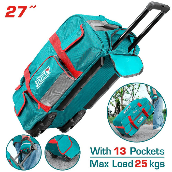 TOTAL Sac Outils Roulettes 27 Pouces 13 Poches 25 Kg Transport Facile THRRTB2712 - TOTAL TOOLS TUNISIA Site officiel | Station d'outils