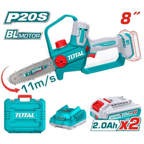 TOTAL Scie À Chaîne Sans Fil 8 Pouces Brushless 20V P20S 2 Batteries TGSLI20882 - TOTAL TOOLS TUNISIA Site officiel | Station d'outils