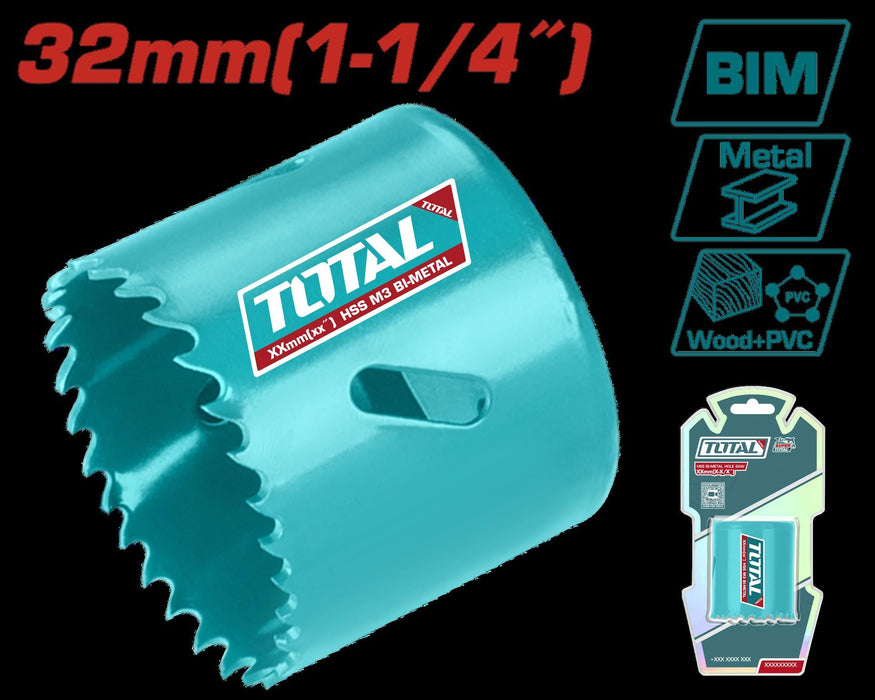 Total Scie Cloche BIM 32 Mm Bi - Métal HSS M3 Profondeur 38 Mm TAC410321 - TOTAL TOOLS TUNISIA Site officiel | Station d'outils