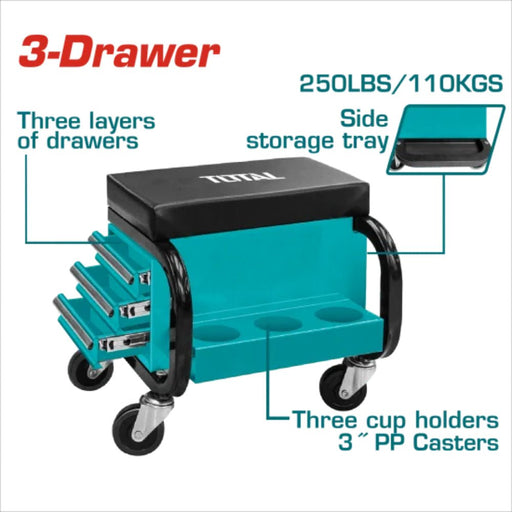 Total Servante Atelier Avec Assise THCS103 3 Tiroirs - TOTAL TOOLS TUNISIA Site officiel | Station d'outils
