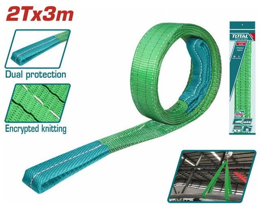 TOTAL TOOLS Élingue Sangle Levage Textile 2T 3m 90mm Dual Protection THTWS0203 - TOTAL TOOLS TUNISIA Site officiel | Station d'outils