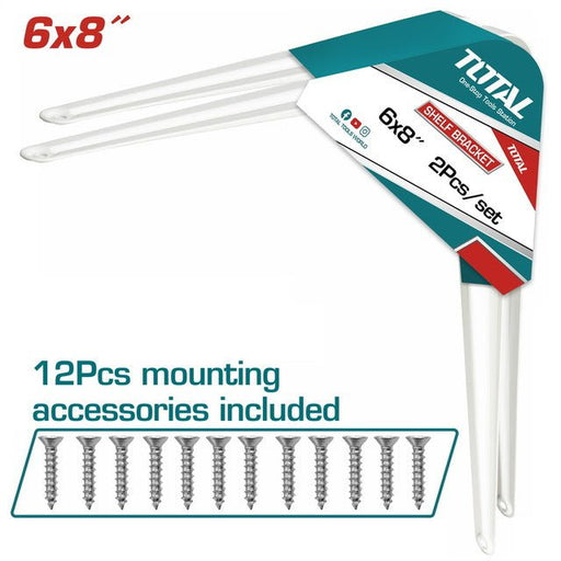 TOTAL Tools Équerres D Etagère Métal 6x8 Durable Blanc Professionnel TSB10608 - TOTAL TOOLS TUNISIA Site officiel | Station d'outils