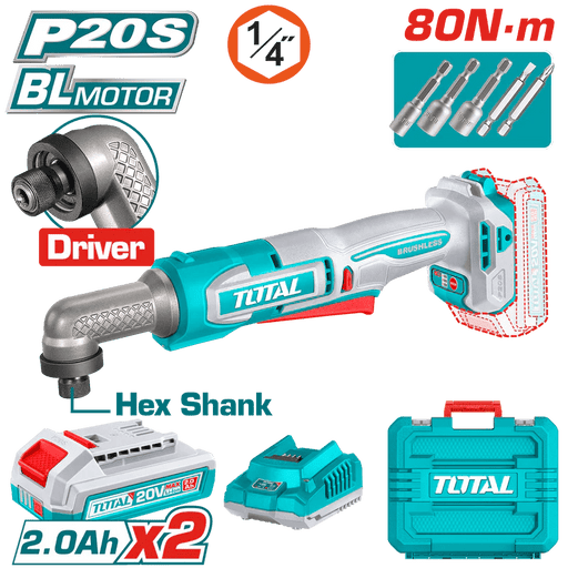 TOTAL Tournevis A Cliquet D Angle Sans Fil 20V Brushless 90 Nm Perf TAIRLI208 - TOTAL TOOLS TUNISIA Site officiel | Station d'outils