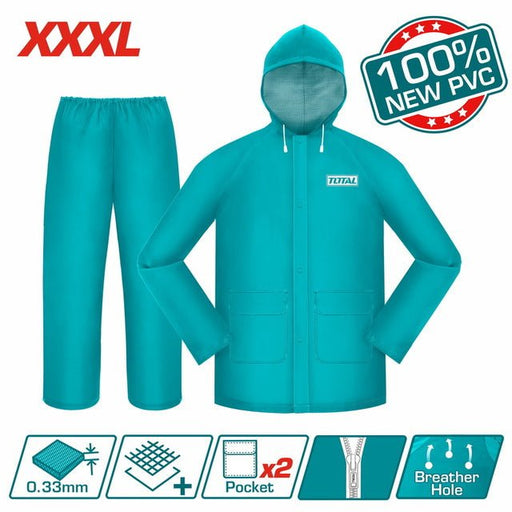 TOTAL Veste Et Pantalon Imperméable PVC Capuche XXXL Poches THTRS031XXXL - TOTAL TOOLS TUNISIA Site officiel | Station d'outils