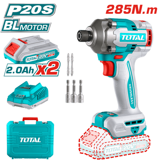 Total Visseuse À Choc Sans Fil P20S 20 V Brushless 285 Nm Kit 2x2Ah - TOTAL TOOLS TUNISIA Site officiel | Station d'outils