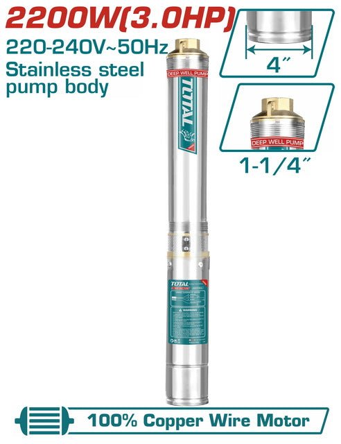 TWP522001 Pompe Puits Profonds Total 2.200W 6m3/h Pour Eau - TOTAL TOOLS TUNISIA Site officiel | Station d'outils